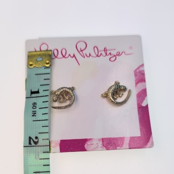 Lilly Pulitzer Leapin Lizards Gold Metallic Earrings - Picture 5 of 5